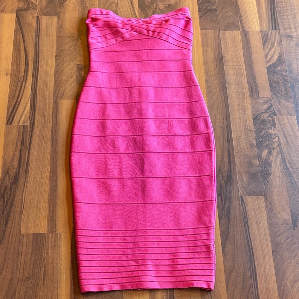 Elegant Pink Bandage Strapless Dress